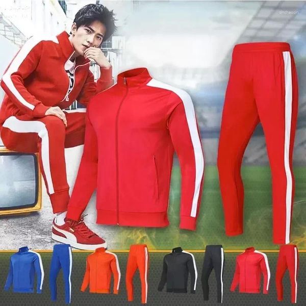 Vêtements de sport pour hommes et garçons, Costume complet de football Orange pour enfants, ensembles de Jogging d'halloween, survêtement de sport, vêtements pour adultes avec fermeture éclair