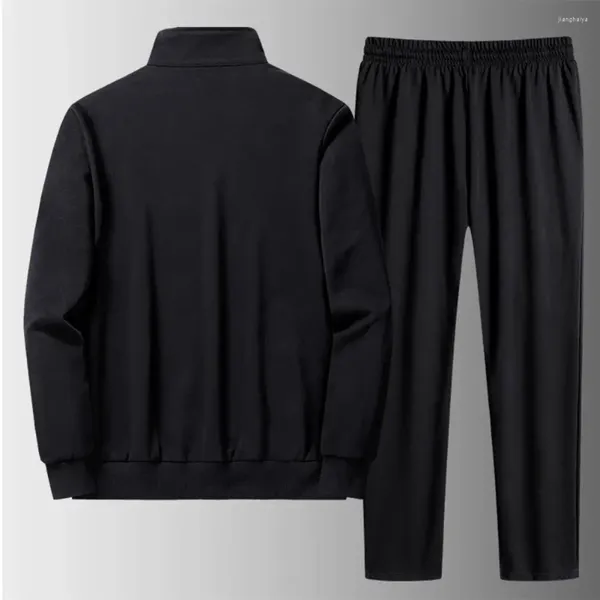 Ropa de gimnasio para hombre, chaqueta, pantalones, 1 Juego, bolsillos elegantes, corte 3D, sudadera con puños acanalados, pantalones de chándal con cordones para uso diario