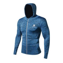 Vêtements de sport hommes séchage rapide serré course à capuche vestes à manches longues Sports de plein air chemise randonnée maillot Fitness entraînement CoatGym