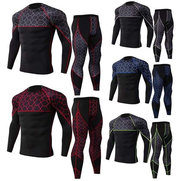 Ropa de gimnasia Hombres Running Set Compresión Camiseta Pantalones Deporte Manga larga Camisetas Fitness Elástico Secado rápido Leggings Ropa Tight SuitGym