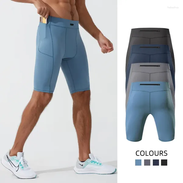 Ropa de gimnasio pantalones cortos de compresión elásticos para hombres para el fitness de yoga que corre y entrena deporte de secado rápido