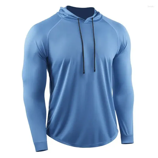 Sweat-shirt à capuche pour hommes, vêtements de sport, combinaison de Fitness à manches longues, ample et respirant, pull de basket-ball à séchage rapide