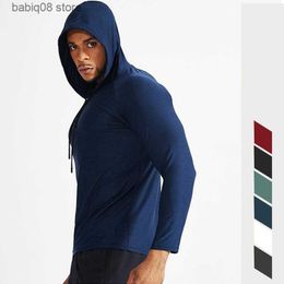 Ropa de gimnasio Hombres al aire libre Correr Fitness Camiseta Sudaderas con capucha Camisa deportiva de secado rápido Hombres Top Gimnasio Entrenamiento Ejercicio Abrigo Suéter masculino Ropa 571 T230422