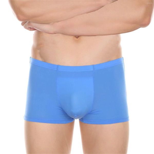 Ropa de gimnasia Calzoncillos de copa cuadrada para hombres Calzoncillos bóxer de hielo con diseño de bolsillo interior insertado Muestra pantalones Ropa de noche de invierno para hombres