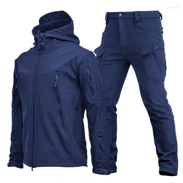 Vêtements de sport Ensembles tactiques pour hommes Costume militaire d'hiver Soft Shell Coupe-vent imperméable Vestes d'entraînement spéciales en polaire chaude Cargo Army