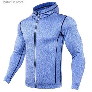 Ropa de gimnasio Nueva chaqueta con capucha para correr Hombres Fitness Chaqueta deportiva Abrigo Ropa deportiva Gimnasio Sudaderas con capucha Cremallera Sudadera con capucha Entrenamiento Jersey Tight Top T230422