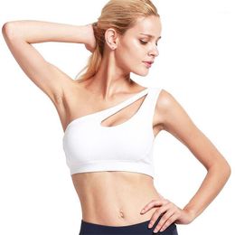 Gymkleding Geen stalen ring Sport Crop Tops One -Shoulder beha -proof lopende yoga beha's ademende training kruisbanden ondergoed ondergoed