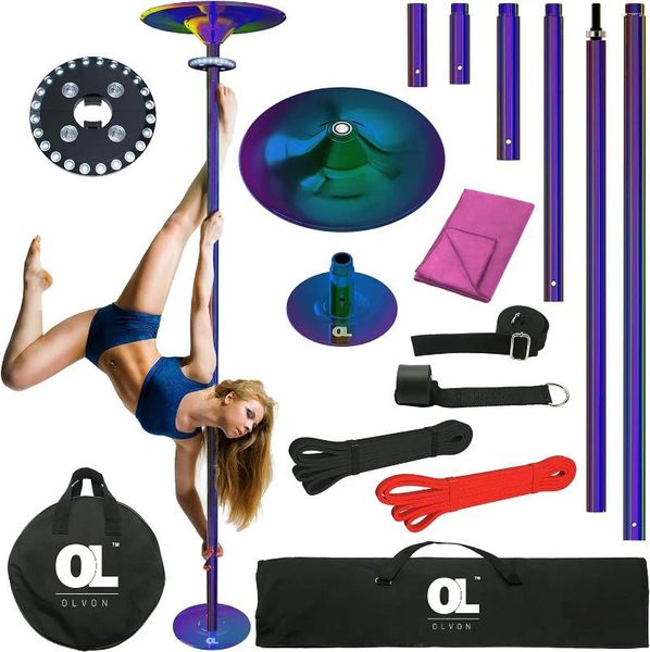 Pole de vêtements de gym pour la maison |7.3-10.7ft Kit de danse portable Exercices de rotation et de danse statique comprend une microfibre légère