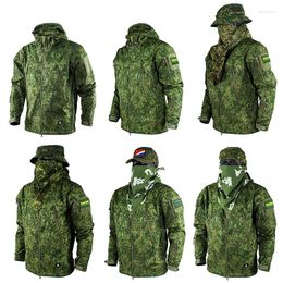 Ropa de gimnasio Camuflaje ruso Hardshell Abrigo para hombres Al aire libre Primavera y otoño Lluvia a prueba de lluvia Soft Shell Verde