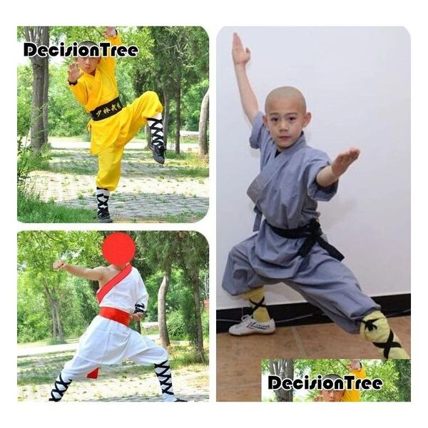 Ensembles de vêtements de gymnastique / Costumes 2021 Enfants Hommes Garçons Kick Boxing Uniformes Shaolin Arts Martiaux Ensembles Chinois Kungfu Costumes Traditionnels Wushu Par Dhwgd