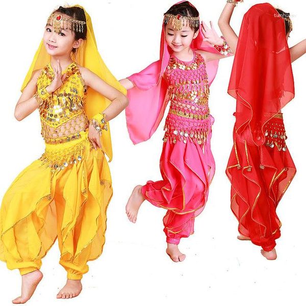 Style de vêtements de gymnastique enfants Costume de danse du ventre Costumes orientaux vêtements de danseuse pour 4 pièces/ensemble