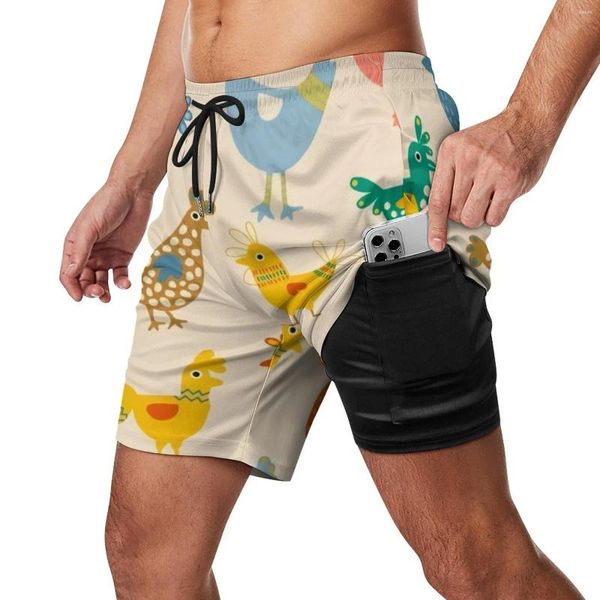 Vêtements de sport Shorts d'été Poulet Running Surf Farm Animal Print Design Beach Pantalons courts Casual Maillots de bain à séchage rapide Plus Taille