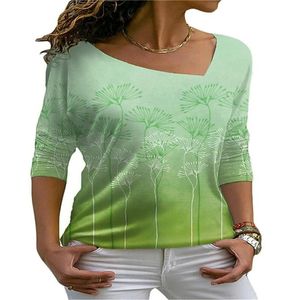 Gym kleding temperament slanke dames kleding top lange mouwen hoogwaardige 3D-printbloempatroon sublimatiebodem t-shirtgym