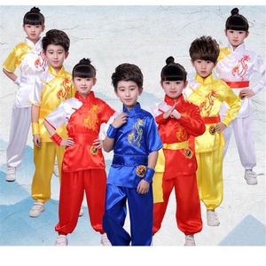 Vêtements de sport chinois traditionnel pour hommes enfants broderie Dragon uniformes enfants orientaux Tai Chi Wu Shu Shao Lin Costumes