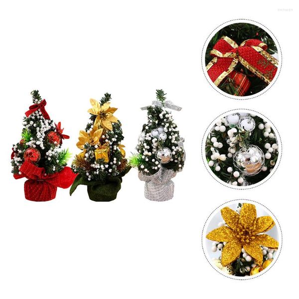 Vêtements de gymnastique Arbre de Noël Miniature Topper Bouteille Micro Petit Signe Bureau Cakelandscape Bonsai Scène Hiver Brosse Décorée Pré Table