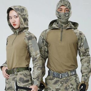 Gym Kleding Verbeterde Hooded Frog Shirt -broek Pakken Tactische camouflagekleding Outdoor CS Army Sports Training Uniform