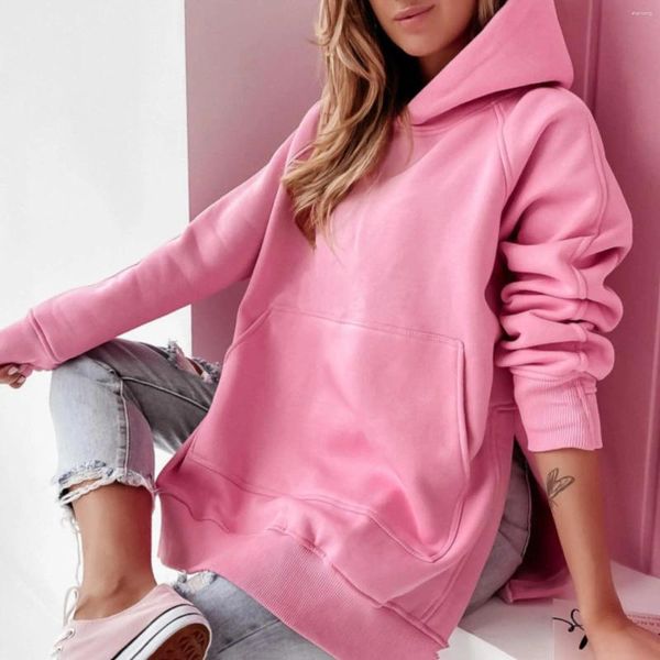 Vêtements de gymnase 2024 Winter Ladies Sweyshirts Sweatshirt Sweatshirt Long avec des femmes de poche zippées à capuche