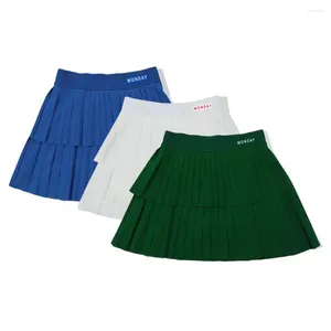 Vêtements de gymnase de golf de golf pour femmes Contrast d'été Printemps Jupe plissée Mesdames Dames Décorées Simple Simple
