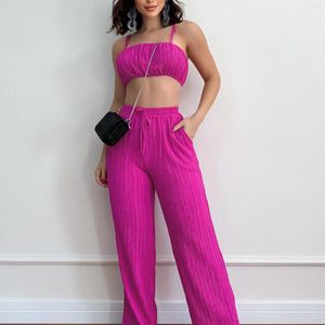 Vêtements de sport Couleur unie pour femmes Taille sans manches Corps sur boucle Combinaison à col haut Costumes de pantalon habillés pour un mariage Petite bavoirs de neige pour femmes