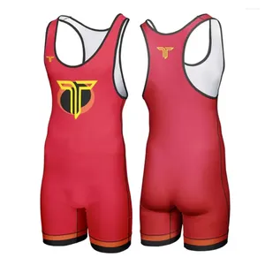 Vêtements de gymnastique Maillots de lutte Vêtements de course Body une pièce Respirant Séchage rapide Fer Haltérophilie Powerlifting Fitness Skinsuit