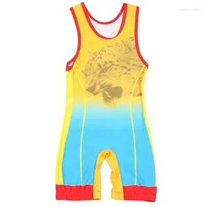 Vêtements de gymnat de lutte célibataires de combinaison Triathlon de boxe Triathlon One Piece Fer Men Sport Fitness Fitness Posturier Powerlifting SkinSuit