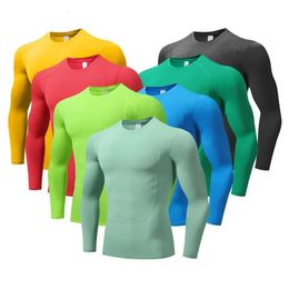 Gym Fitness Mens Sports Tops Running T-shirts Collons à manches longues à manches longues rapides de basket-ball Running Fitness Clothing 240420