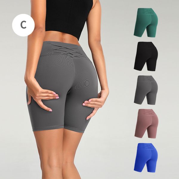 Gym Jogging Sports Taille haute Shorts pour femmes Yoga Pocket Tight Fitness Quick Dry Stretch Push Up Sexy Booty 210514