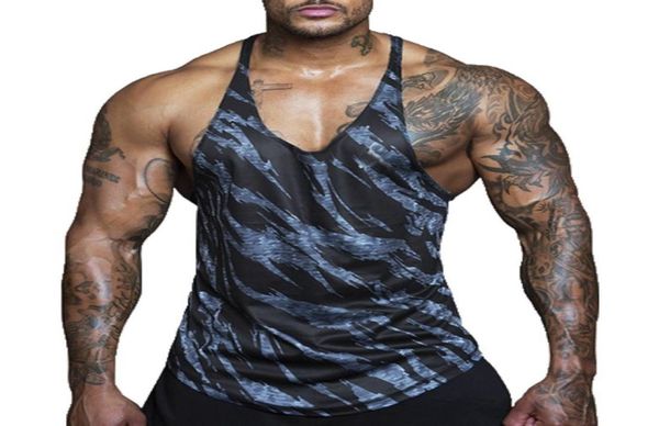 Gym Men Bodybuilding Camo Sans manches Single Tabar Muscle Muscle Stringer Athletic Fitness Vest Tops Summer Clothes8006454