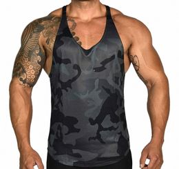 Gym Mens Bodybuilding Camo Sleevel Single Tank Top Muscle Stringer Athletic Fitn Vest Tops Vêtements d'été 26OH #