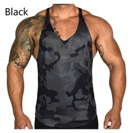 Gym heren bodybuilding camo mouwloze enkele tanktop spier stringer atletisch fitness vest tops zomer kleding 220624