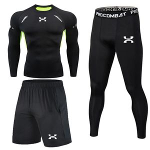 Ensemble de Compression pour hommes, collants de course, entraînement, Fitness, survêtement, chemises à manches longues, costumes de sport, Kit Rashgard 240202