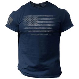 Gym Mens T-shirt pour hommes 3D Imprimer USA Flag T-shirt surdimensionné décontracté à manches courtes d'été Sportswear Hommes Vêtements Tees Tops 240321