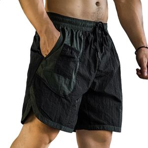 Gym hardloopshorts voor heren Ademend buiten Ga wandelen Fietsen Joggen Marathon Bodybuilding Sport Korte broek met zak 240306