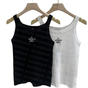 Gym Sport Tank Top Tees Vrouwen Breien T-shirt Geborduurde Letter Knit Tee Zomer Ademend Vest