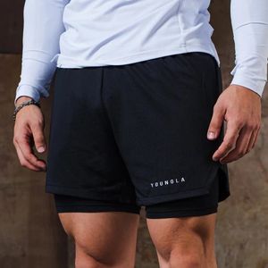 Gym Sports Fitness Mens Shorts 2in1 Double couche Shorts Jogger en plein air Running Basketball Training Casual Beach Pant 240420