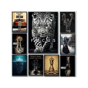 Success gym iceberg motivation Chess Mindset Focus Leopard Canvas Painting Affiche Print Mur Impression pour le salon Décor Home