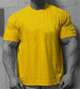 Gym T-shirt Mannen 100% Katoen Korte Mouw T-shirt Fashion Losse T-shirt Fitness Bodybuilding Workout Tee Tops Zomer Kleding 210421