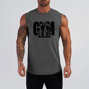 Gym tanktop heren fitness kleding compressie vest katoen bodybuilding stringer stringer tankop spier singlet workout mouwloos shirt 220531