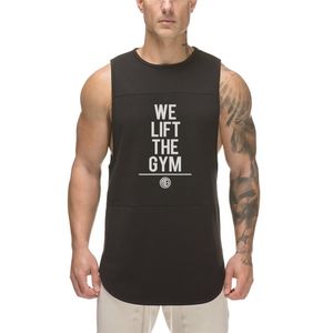 Gym Tank Tops Mouwloze Shirt Mannen Bodybuilding Fitness Workout Mesh Printed Singlet Stringer Summer Casual Vest Plus Size 210421