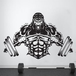 Gym muur sticker aangepaste Fitness Decor Workout Art Vinyl Sticker Gorilla Gym offerte Stickers motivatie Crossfit A732 210308258m