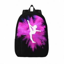 Gymnaste Silhouette Sac à dos Rose Ballet Art Trekking Sacs à dos Femme Kawaii Sacs d'école Designer Sac à dos léger Cadeau de Noël K05W #