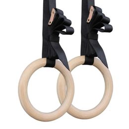 Anillos de gimnasia Anillos de gimnasia deportivos de madera con correas de hebilla ajustables Cinturón antideslizante para entrenamiento de fuerza Gimnasio en casa Entrenamiento de cuerpo completo 231012