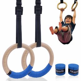 Anillos de gimnasia Anillos de gimnasia de madera para niños Anillo de gimnasia de 25 mm con correas ajustables Hebillas Indoor Fitness Crossfit Home Playground Gym Pullup 230808