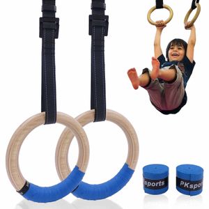 Anillos de gimnasia Anillos de gimnasia de madera para niños Anillo de gimnasio de 25 mm con correas ajustables Hebillas Fitness en interiores Crossfit Patio de juegos en casa Gimnasio Pull-up 231016