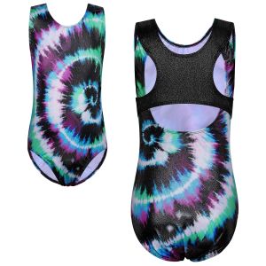 Gymnastique Baohulu Tiedye Print Ballet Leotard For Girls sans manches gymnastique justaucorps mégère Sport des vêtements de sport actifs