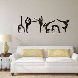 Autocollant mural de gymnastique pour filles, autocollant mural en vinyle de Sport, affiche murale de Silhouette de gymnastique, décoration de la maison, chambre de filles Mural309O