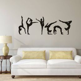 Autocollant mural de gymnastique pour filles, autocollant mural en vinyle de Sport, affiche murale de Silhouette de gymnastique, décoration de la maison, chambre de filles, Mural2986