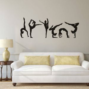 Autocollant mural de gymnastique pour filles, autocollant mural en vinyle de Sport, affiche murale de Silhouette de gymnastique, décoration de la maison, chambre de filles, Mural266c