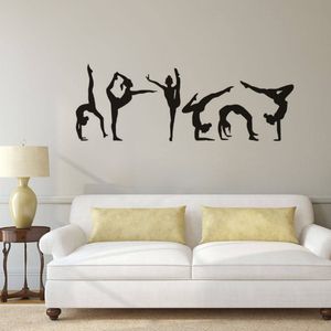 Autocollant mural de gymnastique pour filles, autocollant mural en vinyle de Sport, affiche murale de Silhouette de gymnastique, décoration de la maison, chambre de filles Mural305e