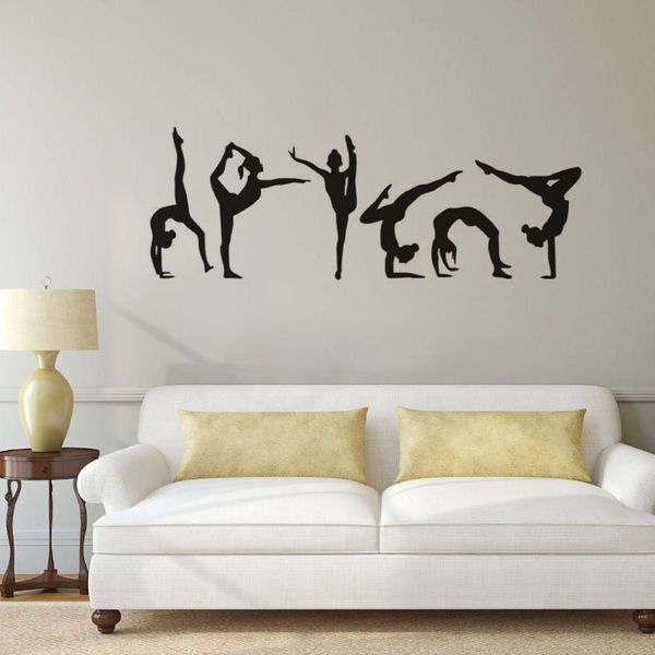 Pegatina de pared de gimnasia para niñas, calcomanía de vinilo para pared deportiva, silueta para la pared, póster, decoración del hogar, Mural para habitación de niñas 342E